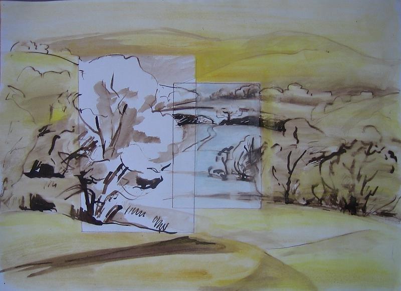 Voralblandschaft.jpg - 40x60, Aquarell und Rohrfeder